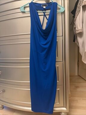 Royal Blue Sleeveless Drape Midi Dress